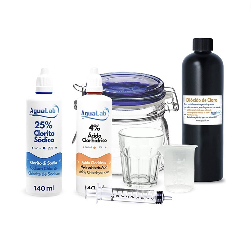 Kit Purificatore Strumenti Sodio Clorito 25% (140 ml) + Attivatore - Acido Cloridrico 4% Kit Purificatore Strumenti Sodio Clorito 25% (140 ml) + Attivatore - Acido Cloridrico 4%