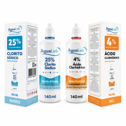 Kit Agualab clorito di sodio 25% e acido cloridrico 4% da 140 ml con confezioni