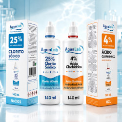 Kit Agualab clorito di sodio 25% e acido cloridrico 4% da 140 ml con confezioni